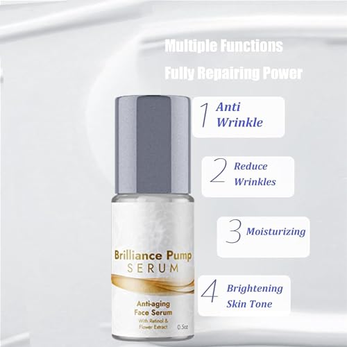 BRILLIANCE PUMP Serum, Brilliance Pump Anti Aging Serum, Brilliance Pump Skincare Ageless Serum, Brilliance Pump Eye Serum, Contains Retinol & Flower Exract Reduce Fine Lines, Wrinkles(1pcs)