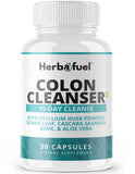 Herbafuel Colon Cleanse - Supports Detox, Gut Health, & Bloating Relief - Contains Herbs, Fibers, & Probiotics - Advanced Cleansing Formula with Psyllium Husk Powder, Non-GMO, 30 Capsules