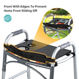 HOOMTREE Walker Tray for Folding Walker, Mobility Table Trays for Walkers for Seniors with Cup Holder,Walker Trays for Rolling Folding Walker,Walker Accessories for Elderly (Black Without Pockets)