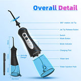 Cordless Water Flosser Teeth Cleaner, Nicefeel 300ML Portable and Rechargeable Oral Irrigator for Travel, IPX7 Waterproof, 3-Mode Water Flossing with 4 Jet Tips for Family