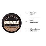 Grinds Coffee Pouches | 3 Cans of Black Coffee | 18 Pouches Per Can | 1 Pouch eq. 1/4 Cup of Coffee (Black Coffee)