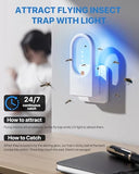 Gthbugor Fruit Fly Traps for Indoors - Highly Effective UV Blueish-Purple Light | Plug-in Fly Trap for Flies, Fruit Flies, Moths, Gnats, with Exclusive Double-Sided Sticky Pads…