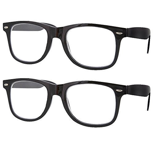 grinderPUNCH 2 Pack High Magnification Reading Glasses Strong Power Readers - 4.00-6.00 Black/+5.50