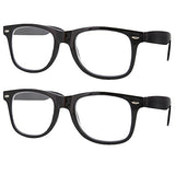 grinderPUNCH 2 Pack High Magnification Reading Glasses Strong Power Readers - 4.00-6.00 Black/+6.00