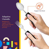 Special Supplies Adaptive Utensils (5-Piece Kitchen Set) Wide, Non-Weighted, Non-Slip Handles for Hand Tremors, Arthritis, Parkinson’s or Elderly Use (Black)