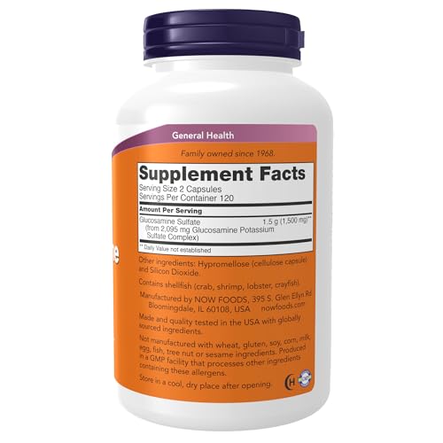 NOW Supplements, Glucosamine Sulfate 750 mg, with UL Dietary Supplement Certification, 240 Veg Capsules