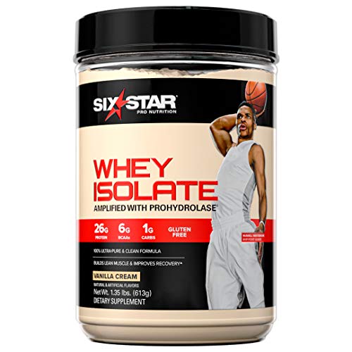 Six Star Whey Protein Isolate 100% Whey Isolate Protein Powder | Whey Protein Powder for Muscle Gain | Post Workout Muscle Recovery + Muscle Builder | Vanilla Protein Powder (20 Servings)