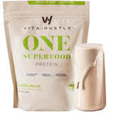 VitaHustle ONE Superfood Protein Powder & Greens Shake by Kevin Hart, 20G Vegan Protein, Meal Replacement, Probiotics, No Added Sugar (Vanilla Bean) 15 Svg