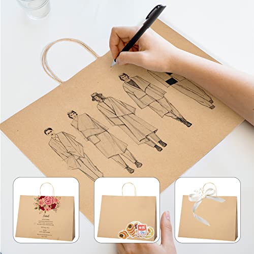 METRONIC Paper Gift Bags 16x6x12 50Pcs, Brown Kraft Paper Bags with Handles, Christmas Gift Wrap Bags for Small Business, Large Heavy Duty Bulk Paper Shopping Bags for Clothing, Retail, Merchandise