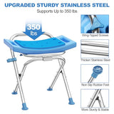 Medhelp Upgraded Folding Shower Chair, Stainless Steel Foldable Shower Seat for Inside Bathtub, Lightweight & Portable Non-Slip Feet Bathroom Bench, Travel Shower Stool for Elderly, Disabled, Injured