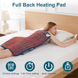 JKMAX Weighted Heating Pad XL - 2.4lb Electric Heating Pads for Back Pain Relief Cramps with 10 Heating Settings｜6 Auto Shut Off - Fast Heat Dry & Moist Therapy Options 12x25 Heat Pad Washable (Grey)