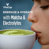 VitaCup Hydration Matcha Instant Packets, with Magnesium, Electrolytes, Matcha Powder, Coconut Water, Potassium, Himalayan Pink Salt, Low Carb, Plant Based Natural Energy, Single Serve Sticks, 20ct