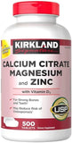 Kirkland Calcium Citrate Magnesium and Zinc, 500 Tablets