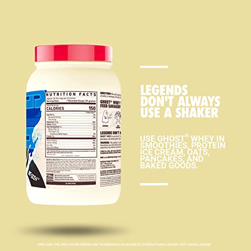GHOST Whey Protein Powder, Oreo 2LB Tub, 25G of Protein Cookies