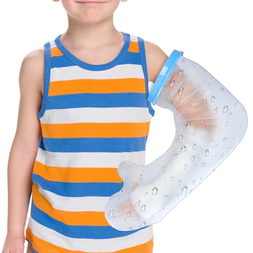 Allhercom Waterproof Kids Arm Cast Cover for Shower Reusable Cast Protector for Shower Full Arm Child Soft Comfortable Watertight Seal Keep Wounds Dry Bath Bandage Broken Hand Wrist Finger Arm Wound Cover