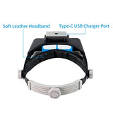 Beileshi Head-Mounted Magnifier with LED Light, Headband Double Lens Illuminated Reading Magnifier Loupe Jewelry Visor Opitcal Glass Binocular Magnifier with Lens Magnification-1.5X 2X 2.5X 3.5X