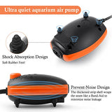 HITOP 3W Adjustable Aquarium Air Pump: Dual Outlets Aquarium Bubbler, Quiet Oxygen Pump for Fish Tank Up to 100 Gallon