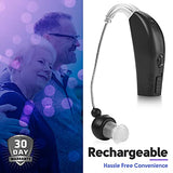 Digital Hearing Amplifier Pair - Personal Sound Amplification Device, Rechargeable All-Day Battery Life Lightweight Behind The Ear BTE Sound Aid and Voice Hearing Amplifiers, Black