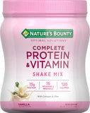 Nature's Bounty Complete Protein & Vitamin Shake Mix with Collagen & Fiber, Contains Vitamin C for Immune Health, Vanilla Flavored,1 Pound (Pack of 1)