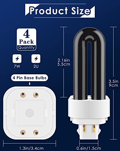 PACETAP 4 PACK 41050 7W Replacement Bulbs for Dynatrap DT1050 DT1100 DT1250, 1/2 Acre Replacement Bulb U Shape Replacement Bulbs Light for DynaTrap