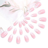 24PCS Press on False Nails Flame Coffin Square Acrylic Fake Nails Fire Glue On Fingersnails for Women Girls DIY Manicure Salon