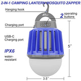 Wisely Bug Zapper Outdoor/Indoor Electric, USB-C Rechargeable Mosquito Killer Lantern Lamp, Portable Insect Electronic Zapper Indoor, with LED Light, 3-Pack