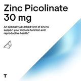 Thorne Zinc Picolinate 30 mg - Well-Absorbed Zinc Supplement for Growth and Immune Function - 180 Capsules