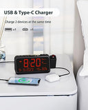 Projection Alarm Clock for Bedroom, Digital Clock with Date and Day of Week for Elderly, Temperature&Humidity, Dual Alarm with Weekday/Weekend Mode, TypeC&USB Charger, Snooze&Backlight, Battery Backup