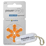 Powerone Hearing Aid Batteries, Size 13, 120 Batteries + Free Battery Case Keychain