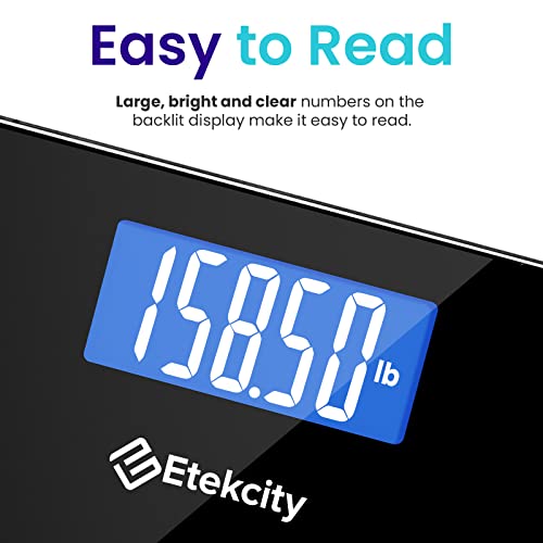 Etekcity Bathroom Scale for Body Weight, Highly Accurate Digital Weighing Machine for People, Large Size and Backlit LCD Display, 6mm Tempered Glass, 400 Pounds