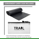 TRAIL ESSENTIALS Toilet Liners; Hygienic, Leak-Proof, Odor Free, Compatible with Camping Commodes and Portable Toilets, Black Opaque Color - Roll of 25 Liners in Convenient Carry Case