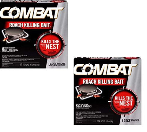 Roach Killing Bait, Large Roach Bait Station, Kills The Nest, Child-Resistant, 8 Count- 2 Pack