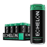 Echelon Pre-Workout Energy Drink - 12-Pack, Watermelon Chili - Peak Performance, Sustained Energy, Focus and Endurance Dietary Supplement - 300mg of Caffeine, Beta-Alanine, L-Theanine & Fiber - Vegan