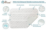 PRIVA 4 Pack Waterproof Washable Incontinence Bed Pads, 24 x 34 Inch Reusable Bed Wetting Underpad, Heavy Duty Mattress Protection for Elderly Seniors, Kids, Pets, Ultra Absorbent Pee Pads