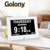 Golony 7 inch Digital Day Dementia Clock for Seniors, Medication Reminders Large Calendar Clock with Day of The Week, Date Time for Elderly Vision Impaired, Memory Loss,White