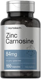 Zinc Carnosine Supplement | 84mg per Capsule | 150 Count | Non-GMO & Gluten Free | by Horbaach