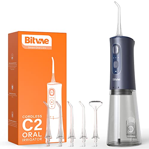 Bitvae Water Dental flosser for Teeth, Cordless Cleaner Picks, IPX7 Waterproof, 3 Modes 6 Jet Tips, USB Rechargeable Water Dental Picks for Cleaning