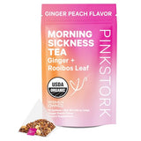 Pink Stork Morning Sickness Support Tea: Organic Ginger Peach Pregnancy Tea - Pregnancy Must Haves - Supports Prenatal Digestion and Constipation, Women-Owned, 15 Sachets