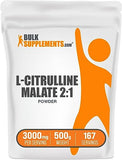 BULKSUPPLEMENTS.COM L-Citrulline Malate 2:1 Powder - L Citrulline Malate Supplement, Citrulline Malate Powder - Unflavored & Gluten Free - 3g per Servings, 167 Servings, 500g (1.1 lbs)