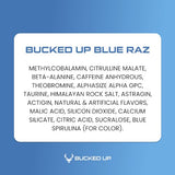 Bucked Up Pre-Workout Powder, Blue Raz, Vitamin B12 and 200mg Caffine, Increase Energy, Pump, Focus and Strength, Keto Friendly, No Sugar, 25 Servings