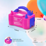 IDAODAN Electric Balloon Pump, Portable Electric Balloon Blower Machine Balloon Air Pump Dual Nozzle Rose Red 110V 600W Balloon Inflator for Party Decorations