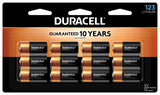 Duracell CR123A 3V Lithium Battery, 12 Count Pack, 123 3 Volt High Power Lithium Battery, Long-Lasting for Home Safety and Security Devices, High-Intensity Flashlights, and Home Automation