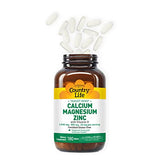 Country Life Target Mins Calcium-Magnesium Zinc with Vitamin D, 1000mg/500mg/25mg 180 Count, Certified Gluten Free, Certified Vegan