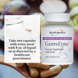 GastroZyme, Capsules #1 Practitioner Recommended - Uniquely Formulated with Enzymes and papaya leaf, rhodiola rosea Herbs- Soothes and relieves gastrointestinal discomfort Transformation Enzymes (100)