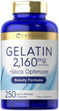 Carlyle Gelatin 2160 mg | with Silica Optimizer | 250 Capsules | Non-GMO, and Gluten Free Supplement