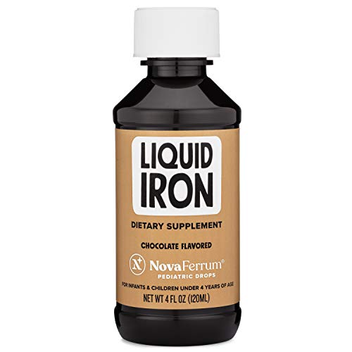 NovaFerrum Tasty | Pediatric Drops Liquid Iron Supplement for Infants, Toddlers & Kids | 15mg of Iron Per 1mL Dose | Ages 4 & Under | Gluten Free | Sugar Free | Chocolate Flavored | 120 Servings