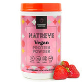 Natreve Vegan Protein Powder - 25g Plant Based Protein Powder with Probiotics and Amino Acids - Gluten Free Strawberry Shortcake, 18 Servings