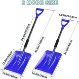 Portable Snow Shovel, 2024 New Upgrade Snow Shovels for Car Driveway, Lightweight Aluminum Portable Adjustable Large Capacity Shovel for Car, Camping,Snowman and Emergency (Blue)