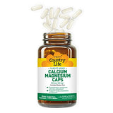 Country Life Target-Mins Calcium Magnesium Caps, 500mg: 250mg, 180 Vegan Capsules, Certified Gluten Free, Certified Vegan