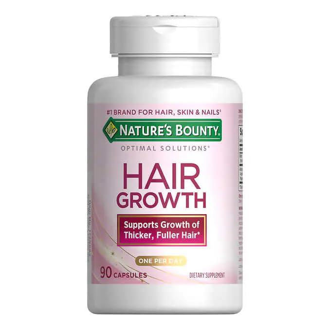 Nature's Bounty Hair Growth Supplement, 1 Per Day, Clinically Shown to Support Thicker, Fuller Hair, with Biotin, Silicon & Arginine, 90 Capsules